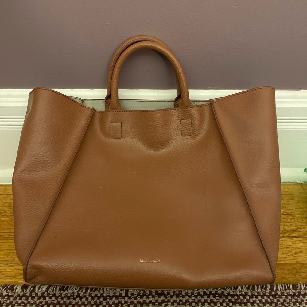 Matt & Nat Loyal Vegan Tote - Dwell - Dark Rose Color - Crossbody Strap + Pouch